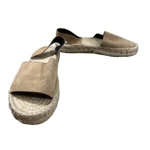 Zara Sandals Women's 37 Tan/Beige Suede Espadrille Platform Slingback Sandals